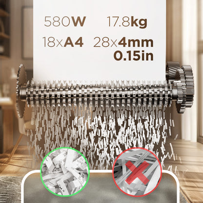 Duronic 18 Sheet XXL Cross Cut Paper Shredder PS991 Extra Large Electric Paper Shredders for Home Office Heavy Duty Shredder with 31L Pull Out Bin Shred CD Card Mail Staple & Clips