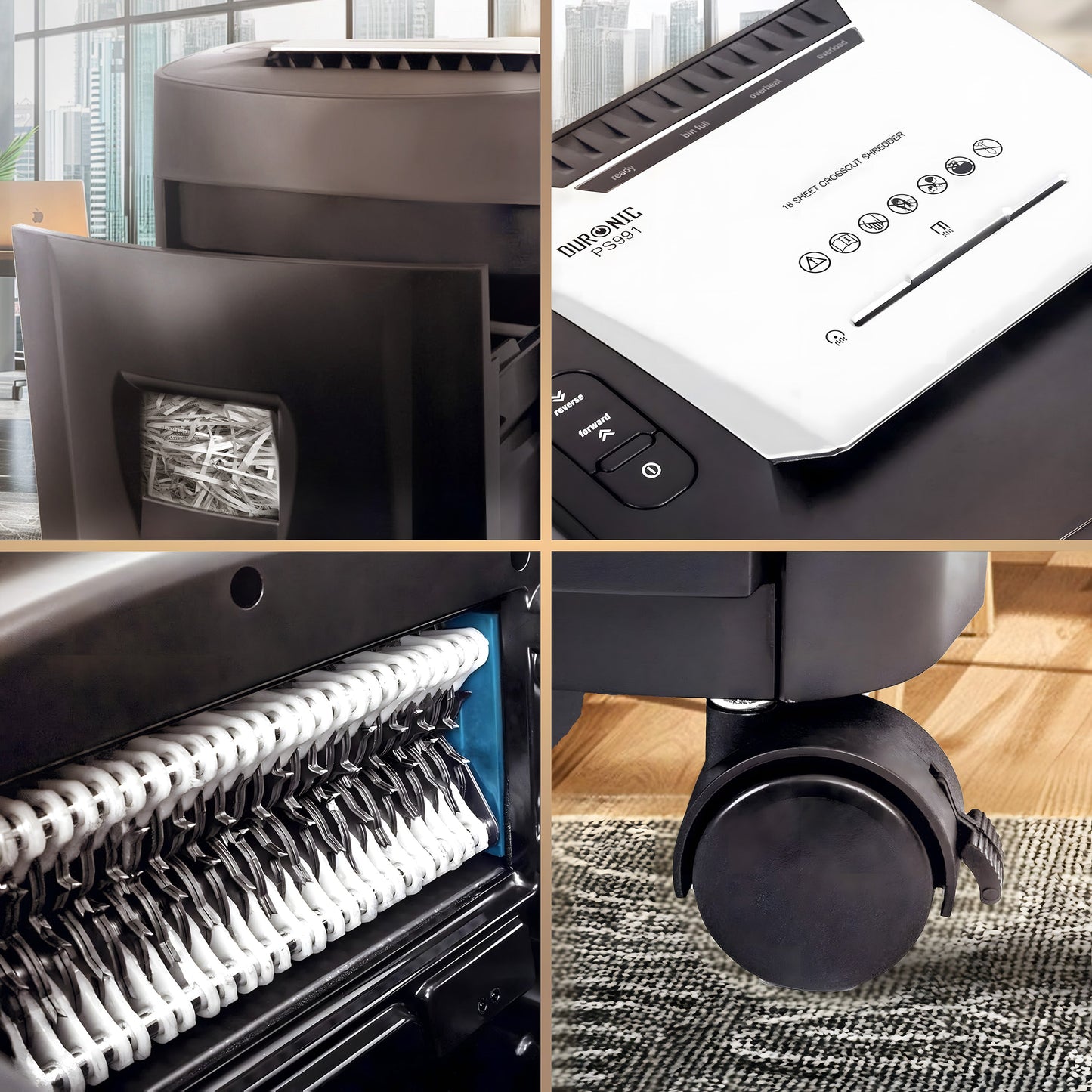 Duronic 18 Sheet XXL Cross Cut Paper Shredder PS991 Extra Large Electric Paper Shredders for Home Office Heavy Duty Shredder with 31L Pull Out Bin Shred CD Card Mail Staple & Clips