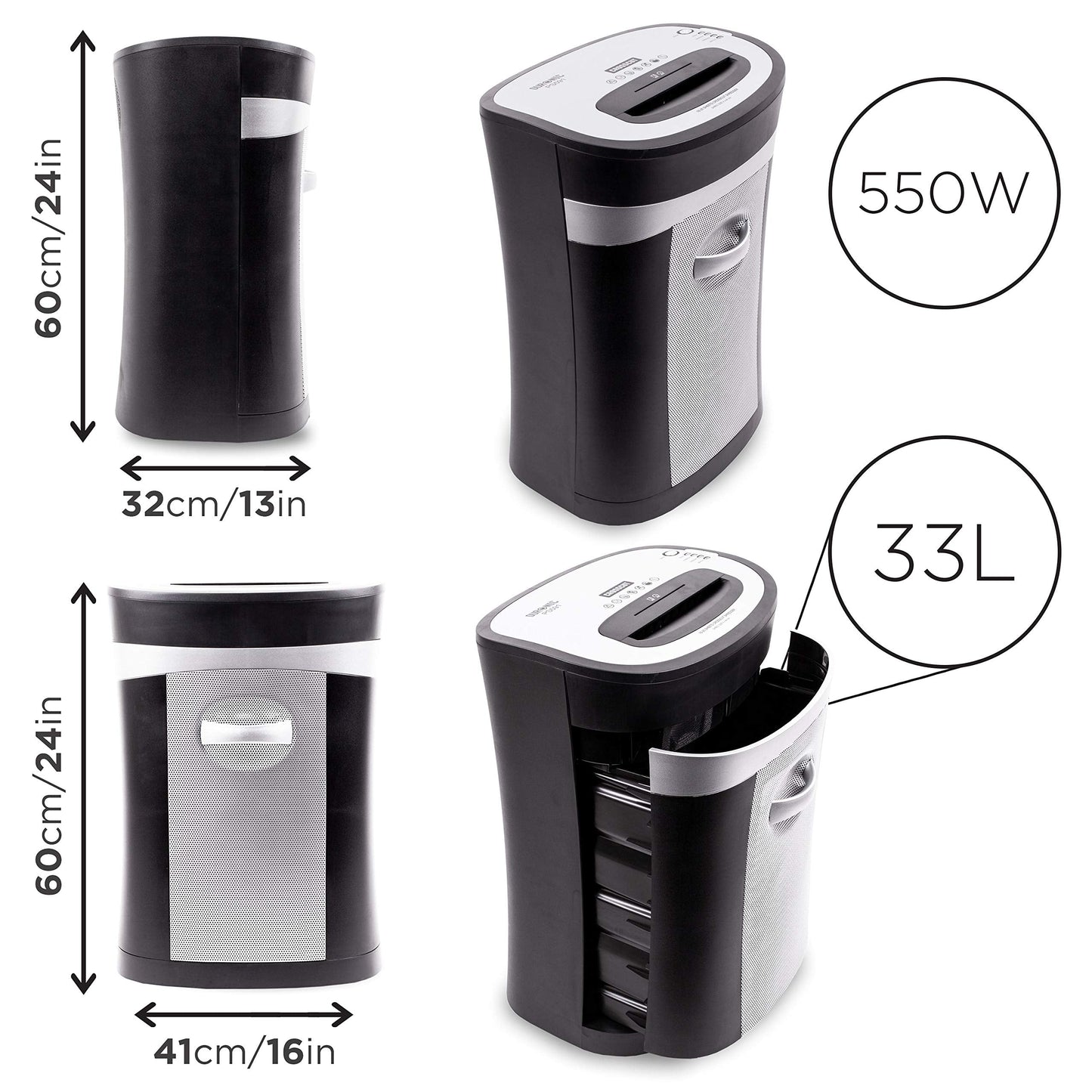 20 Sheet XXL Cross Cut Paper Shredder PS591 Extra Large Electric Paper Shredders for Home Office Heavy Duty Shredder with 33L Pull Out Bin Shred CD Card Mail Staple & Clips